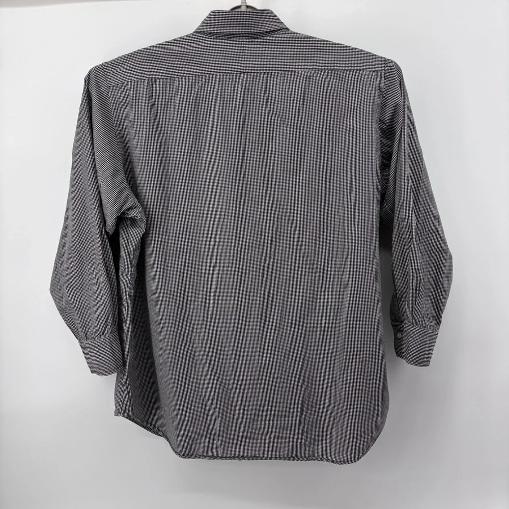 Polo Ralph Lauren Button Shirt Men L 16.5 32/33 Black White Gingham Check Preppy